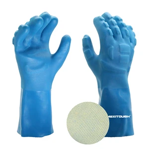 MaxiTough Heat Resistant Welding Gloves Cow Split Leather PVC Coated Anti-Slip Mining Safety Work Gloves XL Size