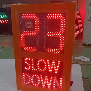 Yellow Reflective Radar Speed Limit Traffic Sign of 2 Digits 120*70 CM Size with Slow Down Display for Public Area