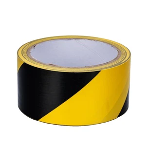 Yellow Black Diagonal Stripe Heavy Duty Waterproof PVC Acrylic Adhesive Single Sided Marking Bright-Colored Warning Tape Roll