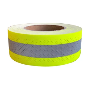 Fire retardant 5CM cotton material flame resistant fluorescent yellow warning reflective tape with holes