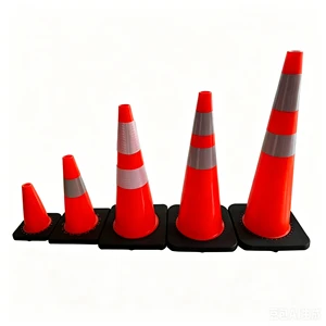 Wholesale PVC Traffic Safety Cones 900mm Good Quality Reflective Plastic Flexible Orange Cones Black Base
