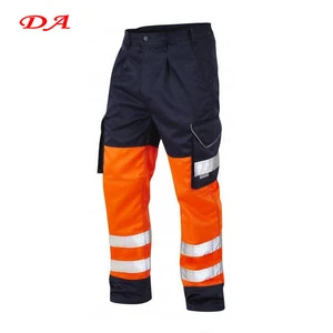 DA Wholesale Men's Hi Vis Workwear Trousers Safety Stretch Windproof Breathable Eco-friendly Zipper Fly Multi-Pockets Mid