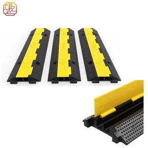 2-Channel Heavy Duty Rubber Cable Protector Speed Bump for Construction Site Event Cable Management