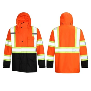 Reflective ANSI Class 2 High Visibility Safety Jacket Logo Orange Engineering Suit Wear-Resistant Construction Site Workwear