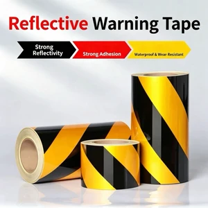 Flash Sale Black Yellow Reflective Safety Tape Roll High Visibility Waterproof Self-Adhesive Reflective Film For Floor Marking