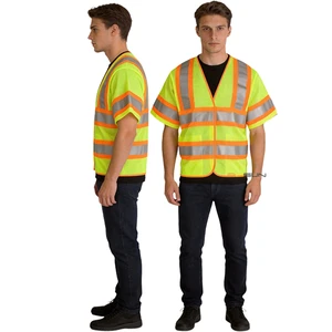 Rosun ANSI Class 3 High Visibility Durable Safety Vest With 5cm Reflective Tape And Customized Logo For Construction Workers