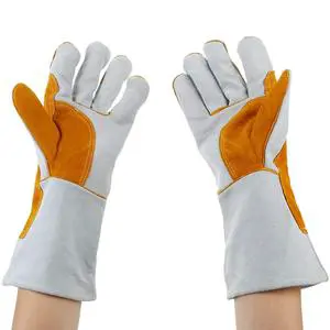 Wholesale Genuine Split Leather Welding Gloves for Adults Customized Cowhide Leather Wear Welder Gloves Men Women
