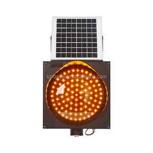 Traffic Light 300mm Solar LED Amber Flashing Warning Light Road Blinker
