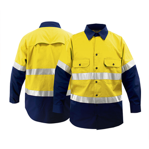 Cotton Reflective Safety Uniform Mechanic Construction Mining Coal High Visibility Work Clothes Custom Hi Vis Workwear Shirts