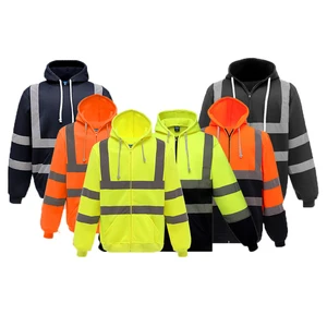 Wholesale High Visibility Warning Security Jacket Working Jacket Winter Construction Reflective Safety Sweatshirt Hoodie