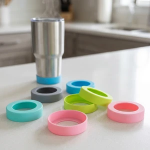 Best-Selling Heat Resistant Foldable Silicone Cup Sleeve with Modern Simple Design for Travel Cups 7.5CM Universal