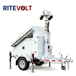 Mobile Solar-powered Safety Trailer Solar CCTV Tower 3*435W Monocrystalline Silicon Panels IP67 Waterproof 10800WH Monitoring