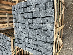 Natural Split Black Cube Stone Cobble Granite Driveway Paving Stone for Outdoor