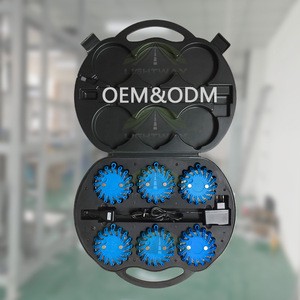 LightWay Rechargeable 6-Pack LED Traffic Warning Light with Magnetic Mount-Hazard Strobe Parking Flares & Safety Beacon