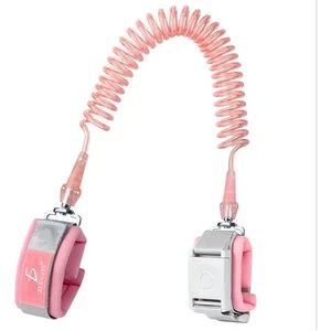 Adjustable Elastic Toddler Safety Belt with Anti-Lost Key Function Wrist Link Blue/Pink ABS & Steel Wire
