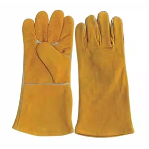 Leather Safety Industrial Welding Gloves Heat Resistant CE Certified Double Palm 7 oz Thickness Pakistan Factory Supplier Sunny