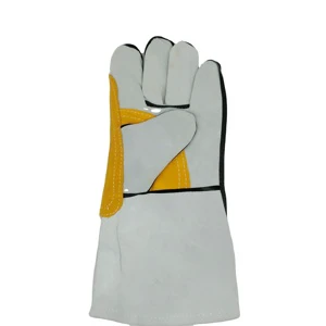 14/16 Inch Long Sleeve Cow Leather Customized Color Flame Retardant Open Cuff General Purpose Welding Gloves