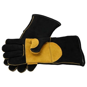 Bate Black High Temperature Mig Welding Gloves Leather for Welders Wholesale Heavy Duty Leather Work Gloves Men