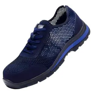 Summer Breathable Safety Shoes Steel Toe Anti-Smash Anti-Puncture Anti-Slip Rubber Sole Construction Factory Safety Work Shoes