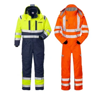 China Poly Cotton Twill Industrial Construction High Visibility Coverall Worker Safety Uniform Industrial Hi Vis Work Overall