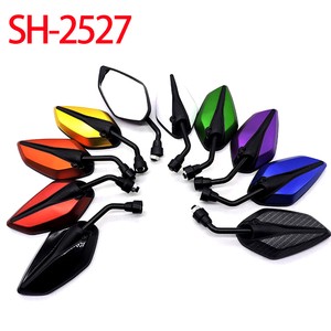 SH-2527 Motorcycle Scooter Side Mirror Aluminum Pentagon Adjustable Convex Rearview Mirror 1 Year Warranty