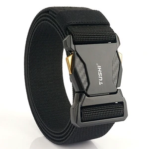 Heavy Duty Elastic Tactical Webbing Belt Durable Nylon Waistband Auto Lock Alloy Buckle Sporty Style 125CM Utility Belt For