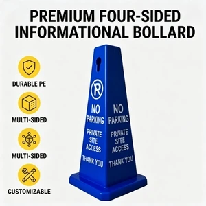 Customized Blue Square Warning Traffic Safety Cones 28*28*67CM for Construction & Urban Roads