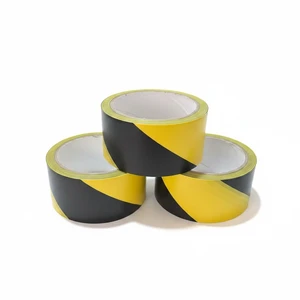 Black Yellow Hazard Warning Tape Rubber Adhesive Waterproof PVC Floor Marking Safety Caution Tape for Warehouse Factory 16.5m