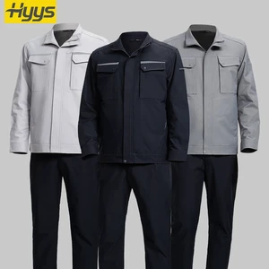 Safety Protective Work Uniforms with Stretch Fabric Industrial Wear Resistant Workwear Jacket and Trousers Custom Work Clothes