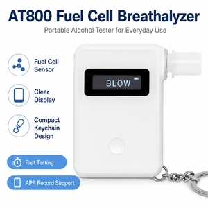 Fuel Cell Breathalyzer Alcohol Tester with OLED Display Portable Keychain Design for Personal Use