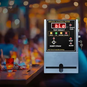 Professional Coin-Operated WGSENSOR AT319 Grey Breathalyzer Vending Machine Model For Fuel Cell Alcohol Tester