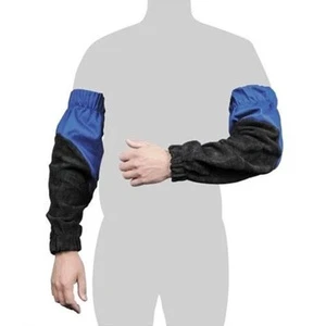 Heat-resistant Welding Work Sleeves Split Cowhide Leather & High Performance FR Cotton Protective Arm Guard With Elastic Cuffs