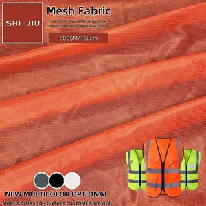 Fluorescent Orange Breathable and Quick-drying 100% Polyester Mesh Fabric for Reflective Vests and Safety Clothing Mesh Fabric