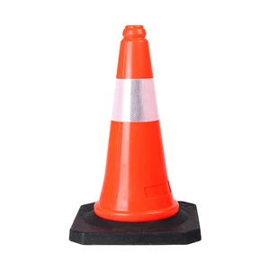 Topsafe 500mm Height PE Traffic Road Safety Signal Reflective Portable Outdoor Cone With Black Base