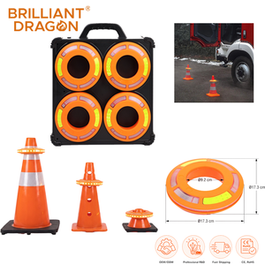 6/7/8 Pack Rechargeable RGB Safety Warning Flare Lights for Road Traffic Control Portable Synchronized LED Traffic Cone Light