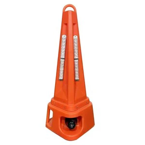 Portable Retractable Traffic Cone with Reflective Tape, Sound & Light Alarm, Battery Powered for Highway Road Safety