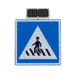 Custom Aluminum Led Flashing Solar Powered Traffic Road Safety Crossing Warning Sign Traffic Signs