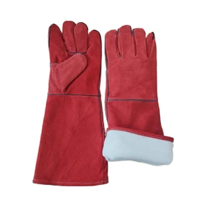 XINGYU Heat Resistant Leather Welding Red 35-45cm Leather Gloves Welding Gloves Long Safety Leather Work Gloves