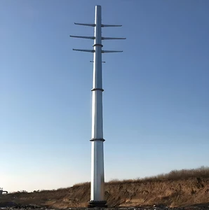 25FT-45FT Octagonal Polygonal Hot-Dip Galvanized Q235/Q255 Steel Electric Pole For Power Transmission Tower 10kV-220kV Capacity