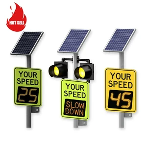 Solar/Battery/AC110V-240V LED Speed Radar Sign Yellow/Green/Red Traffic Sign with Driver Feedback Speed Limit Sign