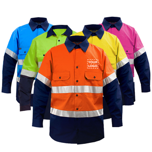 ANSI Class 3 High Visibility Safety Reflective Workwear Premium Hi Vis Long Sleeve Buttoned Down Construction Shirt