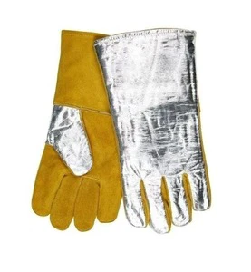 Best Quality Heat Resistant Aluminium Welding Gloves for Fire Works Leather Industrial Safety Working Welding Firefighting Glove
