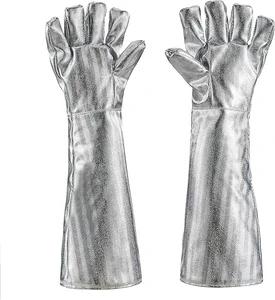 Swelder 55CM Long Gaunlet High Temperature Aluminized Glove Heat Resistant Welding Gloves for Smelting,metal Industry,etc.