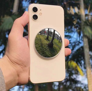 Magnetic Convex Selfie Mirror - Aluminum Alloy & Plastic, Smart Camera Accessory, Compatible with iPhone 16 & Android Phones