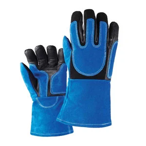 Vintage Winter Leather Long Cuff Welding Gloves for Outdoor Use with Extra Safety Flame-Resistant and Reinforced Palms