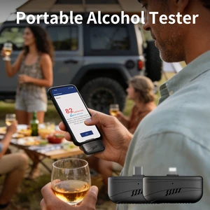 Mini Alcohol Detector with App | Plug & Measure Breathalyzer | No Charging Needed