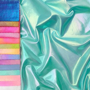 LOW MOQ Neon Glitter Metallic Reflective Mystic Foil Printed Elastic Polyamide Spandex Fabric Swimwear Beach Performance Fabrics