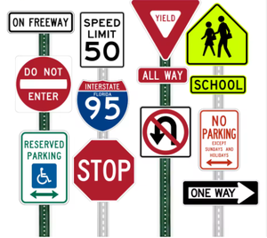 High Visibility Aluminum Square US Standard 10x14 Inch Reflective Traffic Signs with EGP Reflective Film-Securun Brand