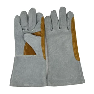 Wholesale 4 Goatskin Cowhide Leather Heat Resistant Anti-static TIG Argon Welding Gloves Customized Color 14-16 Safety Gloves