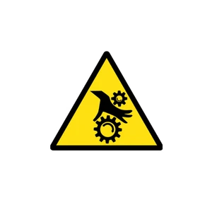 Warning Sign - Danger Of Hand Crushing In Belt PVC 200x200mm